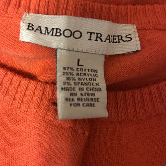 Bamboo Traders‎ Women Cardigan Sweater L Orange Button Up Layering Preppy Office - Picture 2 of 9